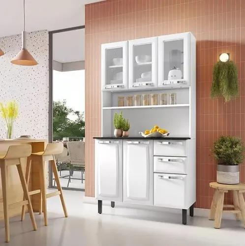 Kit Cozinha Pratika 105cm com Vidro Itatiaia - Entrega/Montagem Grátis Fortaleza