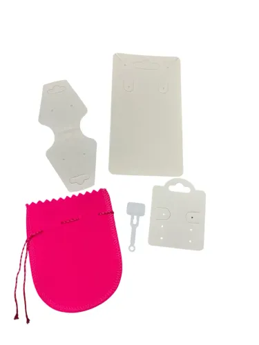 Kit Tags para Semijoias e Bijuterias + Saquinhos de Veludo Pink