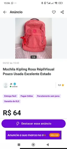 Mochila + Estojo Kipling primeira linha
