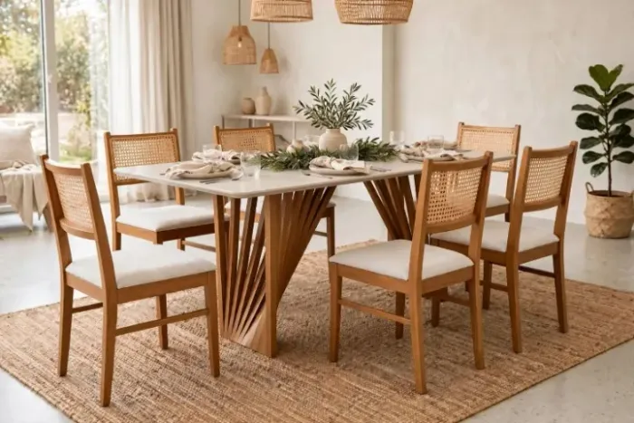 Conjunto Mesa 1,80x0,90 c/ 6 cadeiras Sena courissimo