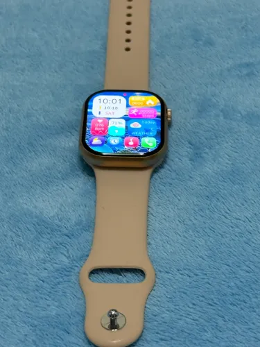 Smartwatch Relógio Inteligente Dourado com Pulseira Bege - Novo na Caixa 