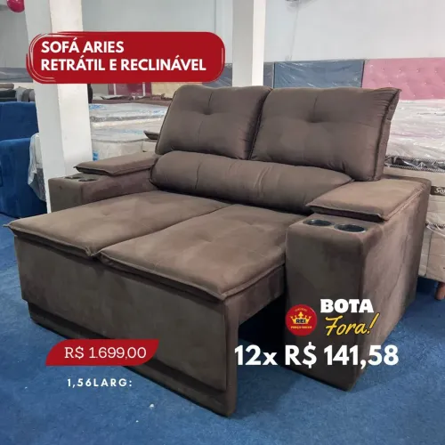 PROMOÇÃO URGENTE - Sofá RETRÁTIL e RECLINÁVEL Áries Marrom por apenas 12x de R$141,58