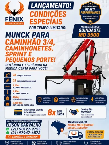 Guindaste Munck para caminhão 3/4 , Kia Bongo , caminhonete, Sprinter e pequeno porte.