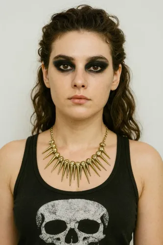 Colar de caveiras com spikes novo rock/alternativo 