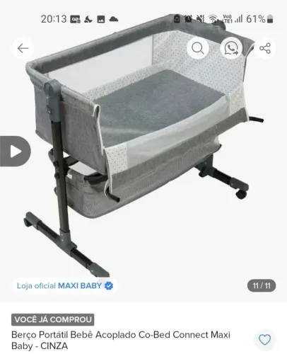 Vendo berço acoplado na cama casal