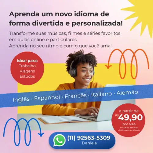 Aulas de idiomas on-line, ao vivo e personalizadas