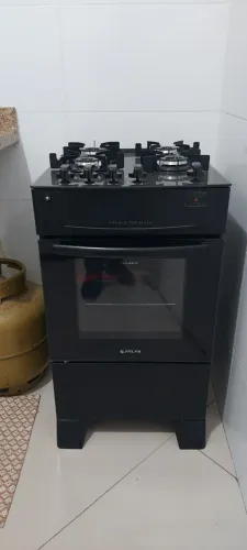 Fogão 4 Bocas Mônaco Top Glass com Mesa de Vidro e Acendimento Automático Bivolt - Preto