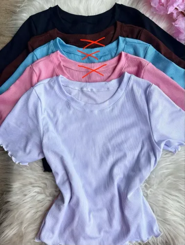 Camisetas canelada feminina roupa feminina