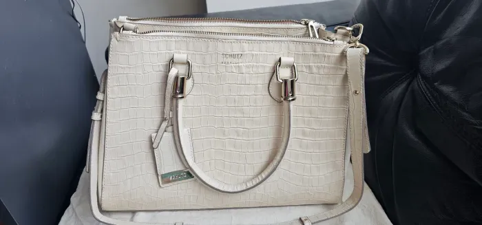 Bolsa Schutz, Lorena, tote, grande, croco, bege. Impecável!!