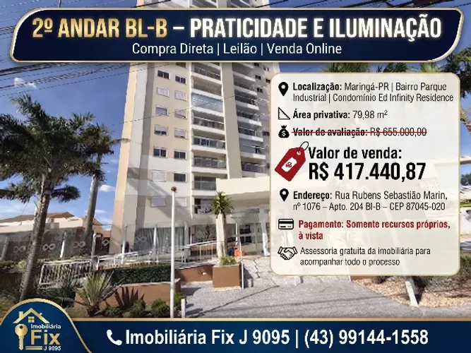 ? 2º ANDAR BL-B - PRATICIDADE E ILUMINAÇÃO