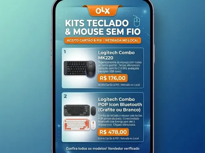 Kit Teclado e Mouse Sem Fio Logitech MK220 / Combo POP Icon Bluetooth