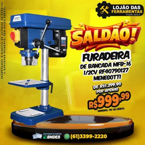 Furadeira de Bancada MFB-16 1/2CV RF40790127 Menegotti