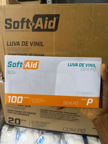 Luvas de vinil sem pó caixa com 100 unidades Tamanho P/ M/ G