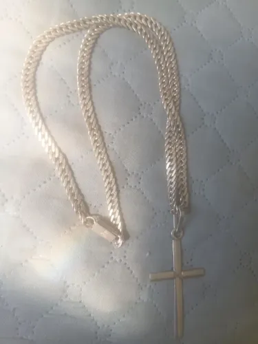 Cordão de prata + cruz de prata 950