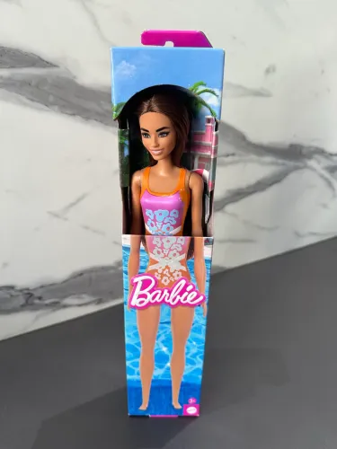 Boneca Barbie Praia Morena Maiô Laranja da Mattel novo lacrado