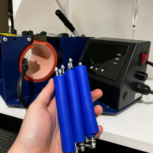 Prensa Térmica Profissional P/ Canecas marca Mundi | Semi nova + 3 mantas de silicone