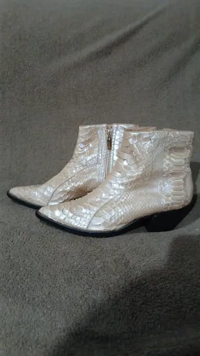 Bota Pietra, Zeferino, Couro de Avestruz, Cor Bege, N* 35