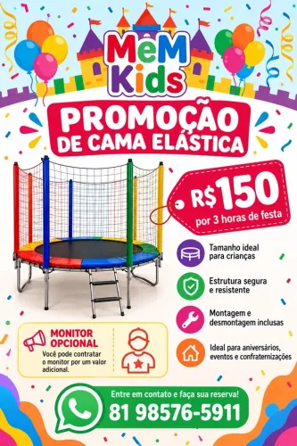 CAMA ELÁSTICA PARA FESTAS INFANTIS - MeM Kids