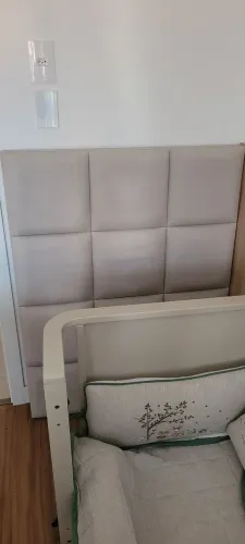 Cabeceira estofada linho cama solteiro