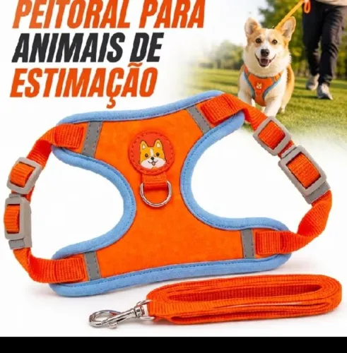 PEITORAL COM GUIA PARA CÃES 