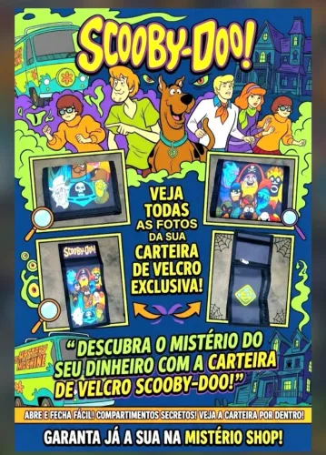 Carteira Scooby doo com velcro tema anos 80 e 90 op fico retro vintage surf skate
