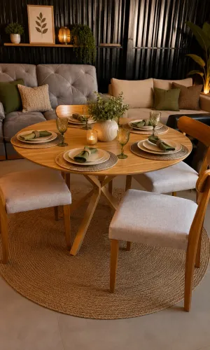 MESA DE JANTAR 135x135 COM 4 CADEIRAS