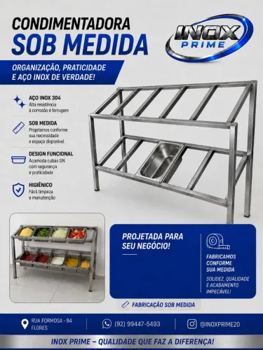 Condimentadora em inox sob medida