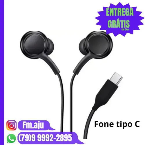 Fone de ouvido Tipo C Samsung iPhone 15, 16, 17 Motorola