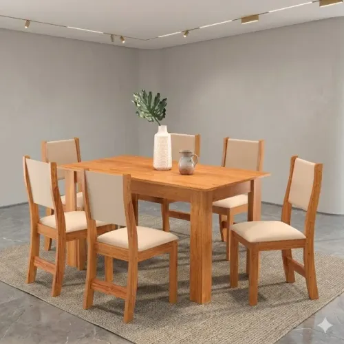 Mesa de Jantar com 6 Cadeiras Sol Bronze Novo!