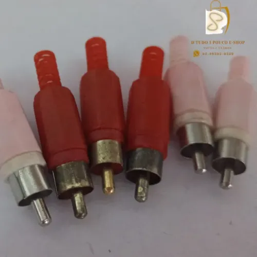 Plug Rca Macho Plastico Para Cabo Vermelho e rosa 10 UNIDADES- PONTA DE ESTOQUE