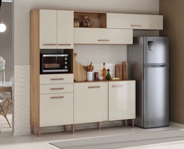 Armário de cozinha de parede dallas completo com balcão em mega Promoção!