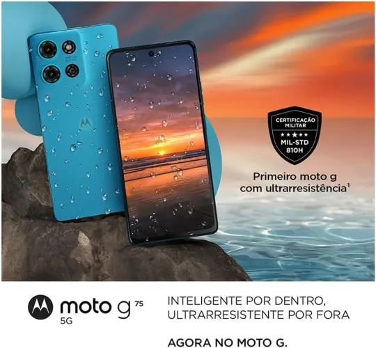 Smartphone Motorola Moto G75 5G 256GB Azul 8GB RAM, Câmera Sony 50MP - Seminovo Impecável