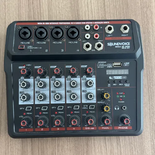 Mesa de Som/Interface de Áudio 6 Canais