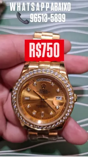 Relógio Rolex Day Date Todo Dourado Pedras Cravejadas