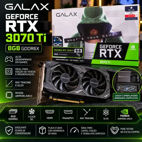 Placa de Vídeo GALAX GeForce RTX 3070 Ti 8GB - 1-Click OC