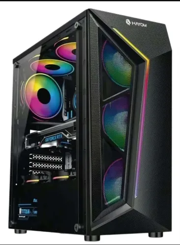 GABINETE GAMER HAYOM COM LATERAL EM VIDRO!!! E FONTE REAL 500W BLUE CASE