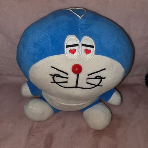 Gato de Pelucia Fofo Azul Branco Doraemon Mangá Cabeção