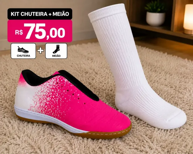 Kit Chuteira Futsal Unissex + Meião