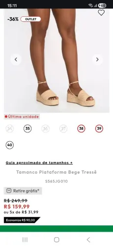 Salto Plataforma marrom Tressê constance 40