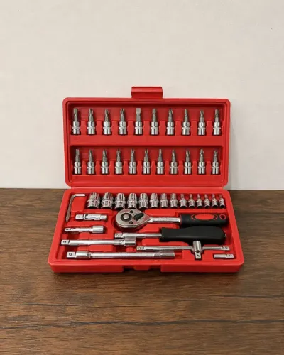 Kit de Ferramentas 46 Peças com Catraca 1/4