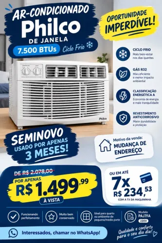 Ar condicionado de janela seminovo no cartão!!