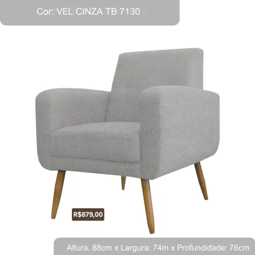 Poltrona Cor: VEL CINZA TB 7130
