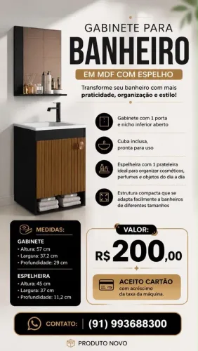 GABINETE PARA BANHEIRO ACOMPANHA A CUBA