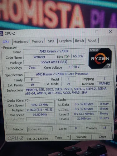 Processador ryzer 7 5700x 