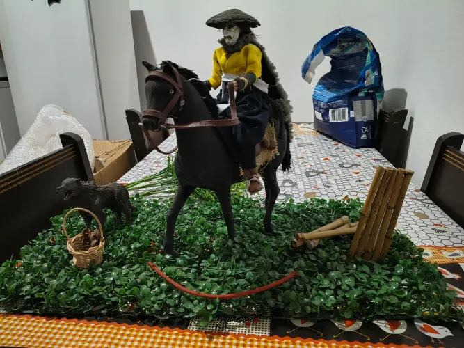 Kit Atsu 1/6 Ghost of Yotei Custom + Cavalo Custom + Diorama