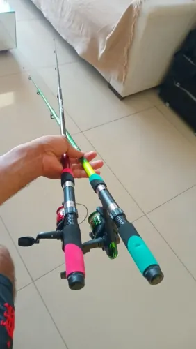 Vara de Pesca Telescópica 1,80m com Molinete - Pronta pra Usar