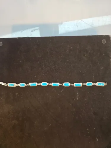 Pulseira Turquesa trabalho fino em prata