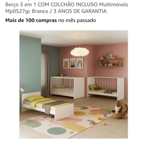 Berço que vira cama com colchão 
