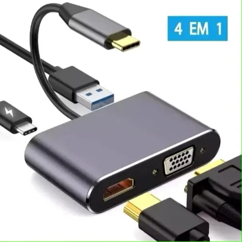 Conversor 4 em 1 VGA, HDMI, USB, PD