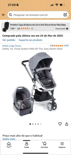 Carrinho de bebê com bebê conforto